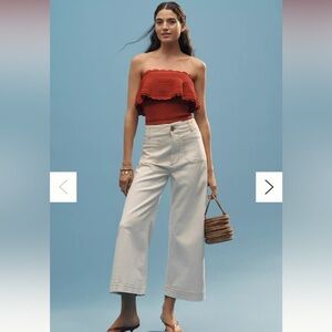 Anthropologie Maeve Colette Crop Wide-Leg Jeans in Latte Foam